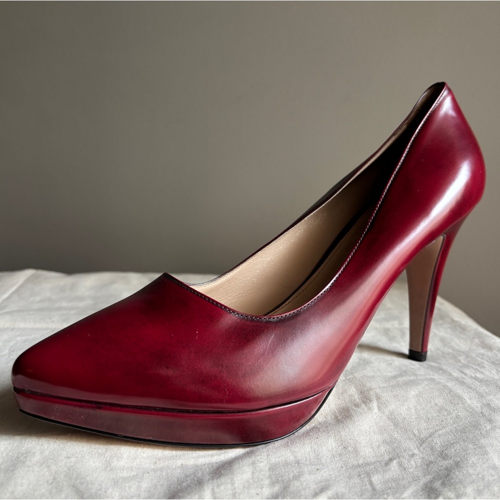Prada Runway Platform Pumps FW2005 Oxblood Spazzolato Leather IT40 US9.5/10